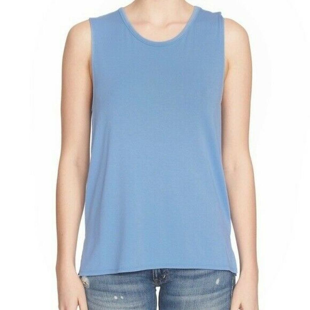1. STATE open back twist tank top sleeveless tee in dutch blue Size Medium NEW - Picture 5 of 5